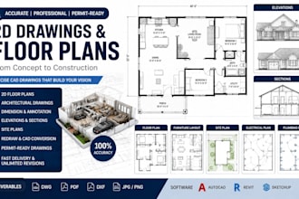 draw detailed 2d floor plans and architectural blueprints for your project