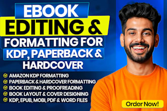 do ebook formatting, epub, KDP paperback, kindle, ingram hardcover formatting
