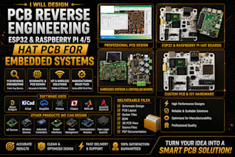 design esp32, raspberry pi hat and pcb reverse engineering for embedded systems
