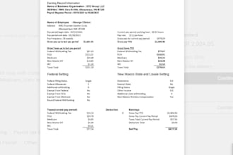 prepare employee payroll stub