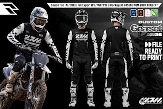 create a professional motocross jersey set design concept