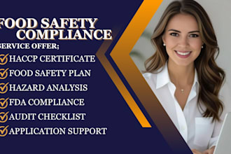 provide haccp certificate fda compliance food safety plan and hazard analysis