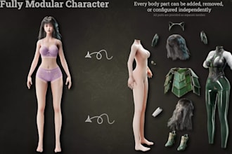 enable shapekey for ue5,game ready character,changeable cloth,meshy3d,skin tatto