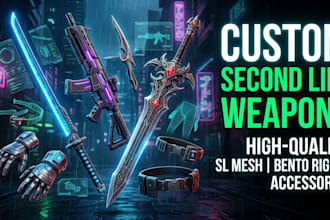 create custom second life weapon mesh and rigged sl accessories