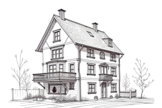 sketch houses and buildings