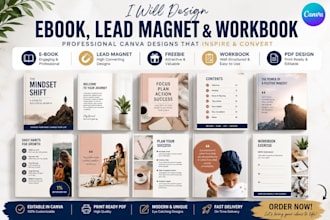 design ebook, lead magnet, workbook, report, pdf, freebie and canva template