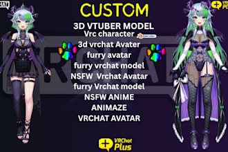 ig and edit vrchat avatar, 3d anime vtuber, vrchat furry avatar, vseeface model