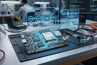 develop smart glasses hardware pcb with ai, sensors, esp32 bluetooth integration