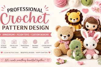 design amigurumi crotchet pattern with step by step pdf instructions