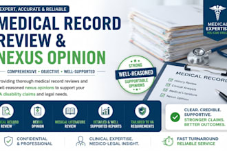 provide medical record evaluation and supported service nexus opinion for you