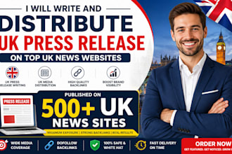 write and distribute UK press release on top UK news websites for UK