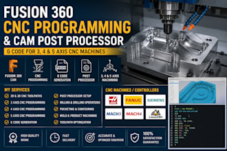 make fusion 360 cnc programming, cam post processor and g code for 34, 5 axis