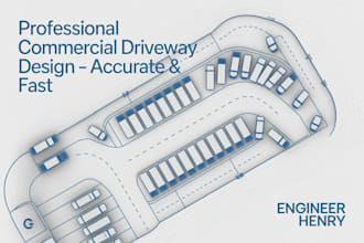 commercial driveway design  parking layout, truck turning construction plans