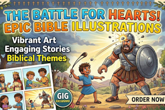 illustrate christian children story book, bible themed,and biblical illustration