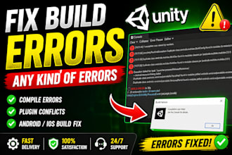 fix any unity bug or android build errors in unity game