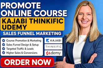promote online course kajabi thinkific udemy sales funnel marketing