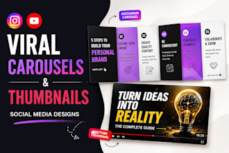 design viral instagram carousels and youtube thumbnails social media designs