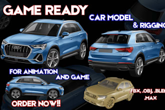 design game ready 3d car model, rig racing 3d truck asset for game and animation