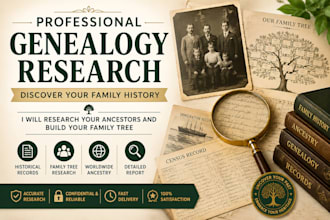 do professional genealogy research for your family tree and ancestry