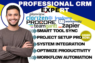 setup clarizen crm planview workamajig teamgantt procore freedcamp zaps worflow
