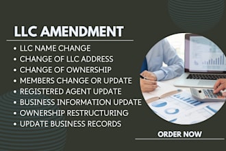 do llc amendment, llc name change, change of ownership, llc address, amend llc