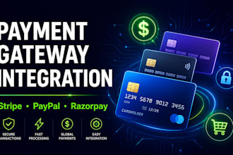 integrate stripe, paypal payment gateway in website, app and saas platform