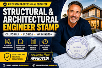 structural and architectural engineer stamp in california, florida, washington