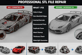 create repair or edit stl file 3d model modification 3d scan cleanup 3d printing