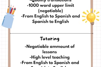 do translation and tutoring in english and spanish