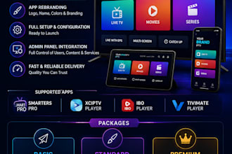 white label and rebrand iptv app smarters xciptv ibo player with admin panel