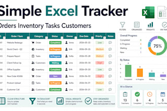 create a simple excel tracker for orders inventory tasks or customers