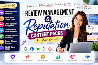 create review management and reputation content packs for your  business