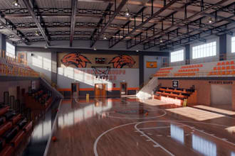 design indoor sport facilities,basketball venue visual,international game center