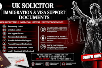 draft sponsorship, invitation letter, immigration support document UK solicitor