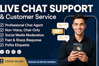 provide professional non voice live chat support and social media moderation