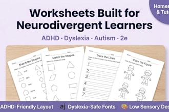 design adhd n dyslexia friendly worksheets 4 neurodivergent homeschool preschool