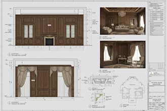create shop drawing sketchup, kitchen cabinet, sections and elevations