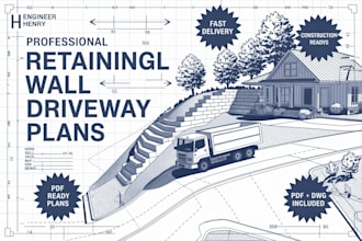 retaining wall driveway plans  grading drainage  construction details