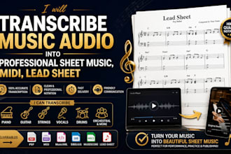 transcribe music audio into professional sheet music, midi, lead sheet