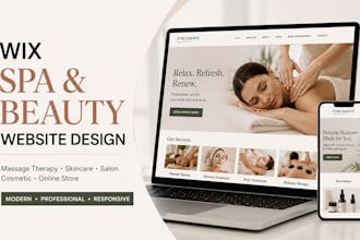 design wix massage therapy salon cosmetic skincare spa website wix online store