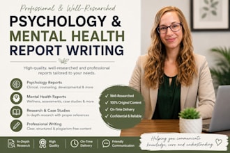 clinical psychology research and report writing professionaly