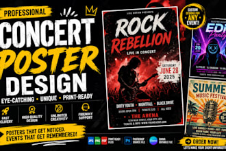 design a school poster, music or event poster, movie poster, concert post
