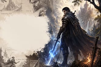 create cinematic rpg and fantasy game storyboard illustration