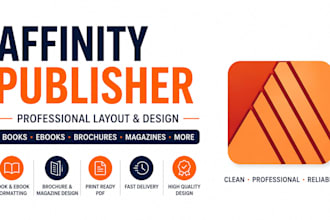 do affinity publisher book formatting, ebook layout,catalog,magazine, brochure,