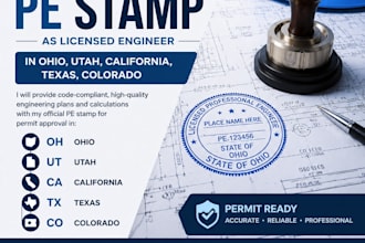pe stamp as licensed engineer in ohio, utah, california, texas, colorado