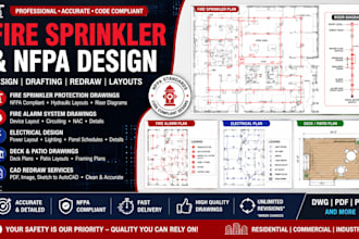 design fire sprinkler protection drawings nfpa draftings alarm redraw deck patio