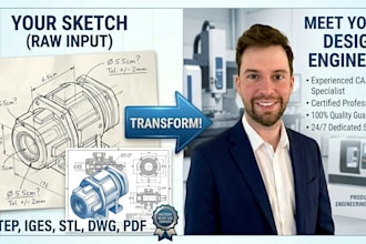 create 3d cad product design and technical drawings for manufacturing