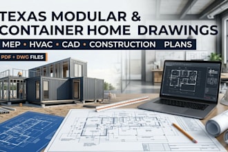 engineer texas modular prefab container home mep hvac cad construction drawings