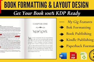 do book formatting for amazon KDP publishing, paperback fomatting