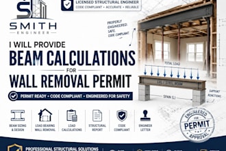 provide beam calculations for wall removal permit